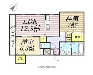 オフィール ソール【201号室】の間取り