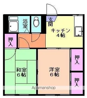 コーポ八幡B【102号室】の間取り