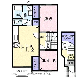 アンソレイエ瓜生B【2階】の間取り