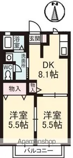 フィオーレ湖山【201号室】の間取り