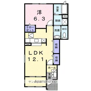 ル・クールA【1階】の間取り