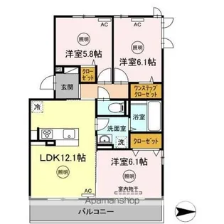 メゾン勝賀 B棟【3階】の間取り