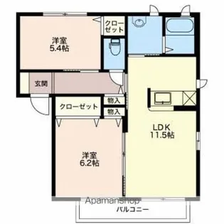 ディアスあわの.【B202号室】の間取り
