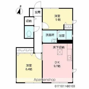 アルブルージュ B棟【1階】の間取り