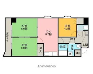 パレス上杉【13階】の間取り