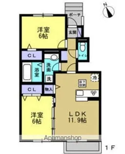 サンモールAB【1階】の間取り