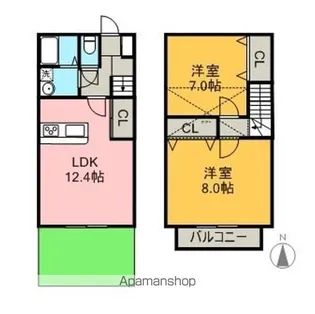 グランディール浄水【7号室】の間取り