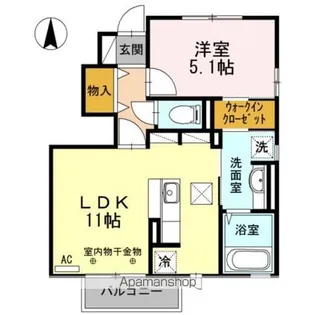 ハピネス高田 B【1階】の間取り