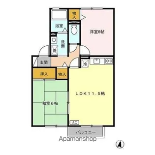 セジュール グリーン B【2階】の間取り