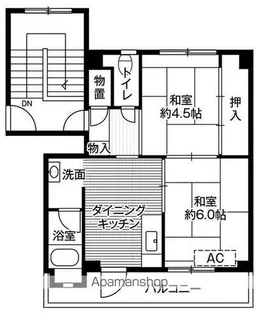 ビレッジハウス婦中1号棟【402号室】の間取り