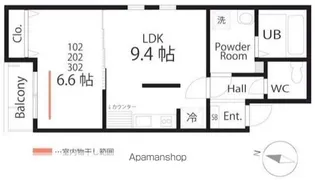 ハーミットクラブハウス トゥギャザー京急杉田【3階】の間取り