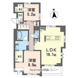 クオリスタ松陰神社【301号室】の間取り