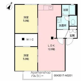エスペランササキ A棟【2階】の間取り