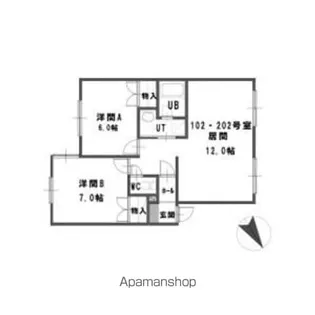 ルミエール北郷J【1階】の間取り