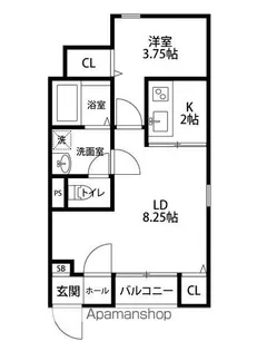 ジュレースカイ東堀【1F号室号室】の間取り