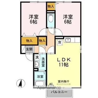 グリーンベルズ D棟【2階】の間取り