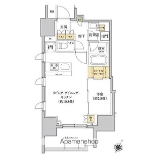 グレーシアフィット三軒茶屋【7階】の間取り