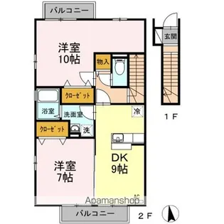 クラウン ヒル B棟【2階】の間取り