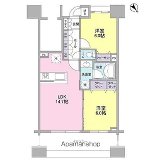 パークフラッツ横濱公園【13階】の間取り