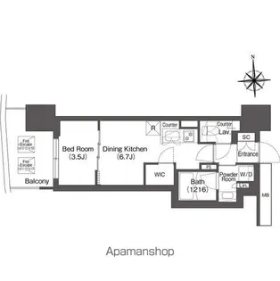 コンフォリア・リヴ本町WEST Q【6階】の間取り