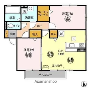 メゾングレース D・E【1階】の間取り