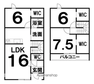 北海道帯広市東八条南20丁目【テラスハウス】の間取り