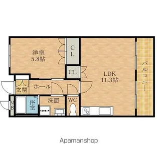 アシューレ東岸和田【101号室】の間取り