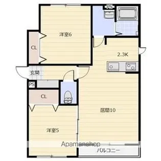リシェス千歳【1階】の間取り