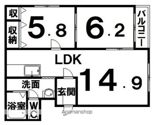 ピュアライフ宝来Ⅲ【1階】の間取り