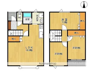 リバーサイド鈴蘭【1号室】の間取り