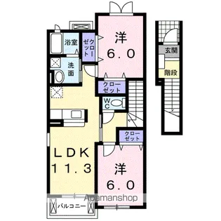 リヴァーグレイスC【2階】の間取り