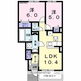 サニーヒル蜆塚【1階】の間取り