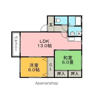 第1グリーンコーポ長門【1階】の間取り