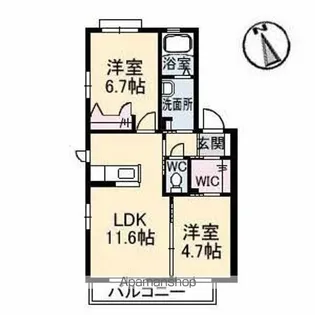 ハピネス西条E棟【2階】の間取り