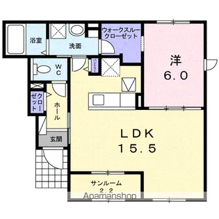 ウエスト パーク C【1階】の間取り
