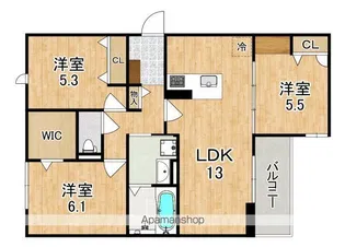 ラポール西木辻【1階】の間取り