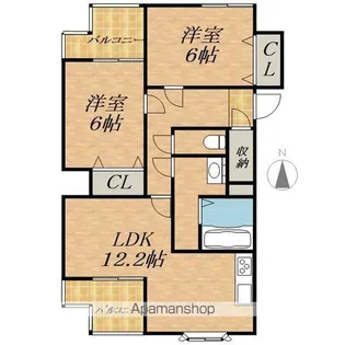 2LDKの間取り画像