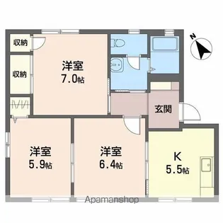 アイエス猪野 B棟【B101号室】の間取り