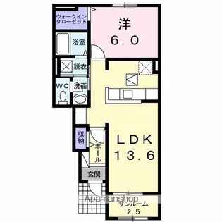グラース フラン B【1階】の間取り