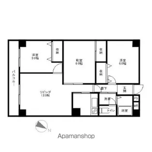 ライフ第5マンション大平台【5階】の間取り