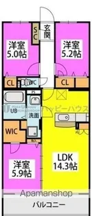 ハッピネス若葉台Ⅱ【3階】の間取り
