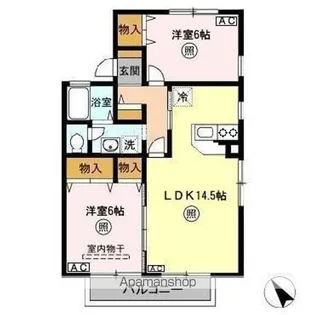 ビィウラ WEST【1階】の間取り