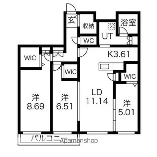 アルファスクエアS17【4階】の間取り