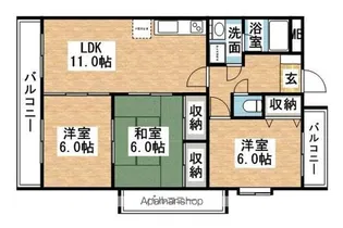ハイ・アルブル迎田【3階】の間取り