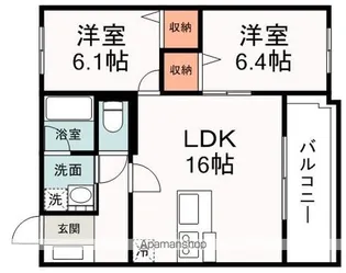 コンフォール木の下【202号室】の間取り