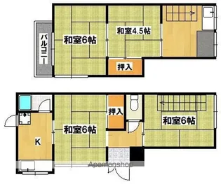 大阪府大阪市住吉区庭井1丁目【テラスハウス】の間取り