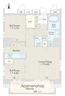 Keyaki Terrace 恵比寿南【3階】の間取り