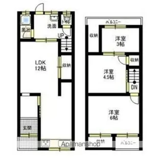 大阪府堺市北区東浅香山町1丁【テラスハウス】の間取り