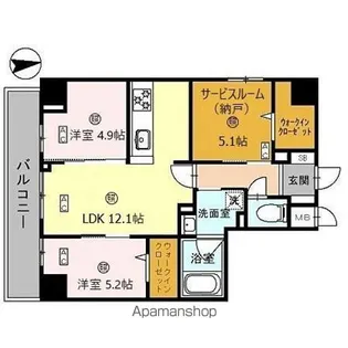 シスネ難波宮【201号室】の間取り