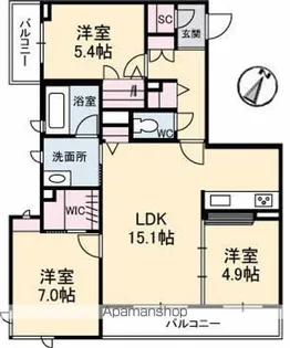 リッシェル祇園【3階】の間取り